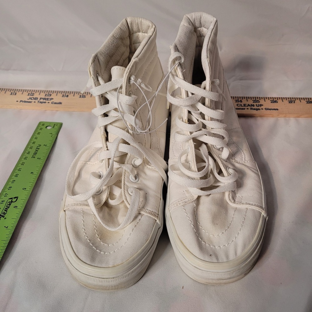 Vans Sk8-Hi High Top Sneakers Mens 9 Womens 10.5 Triple White Canvas 721356